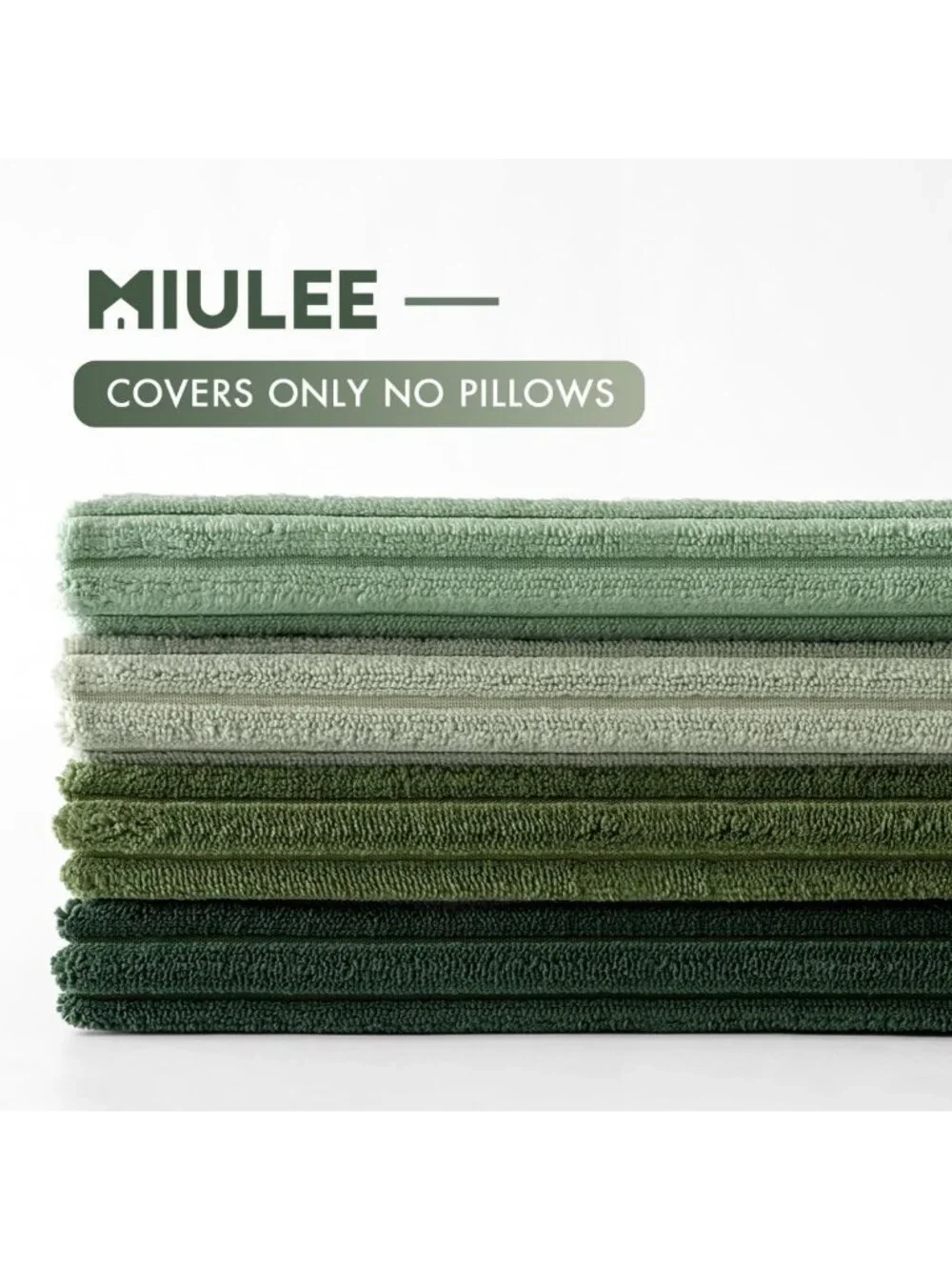 Boho Farmhouse Sage Green Throw Pillow Covers 18x18 Set of 4 - Soft Corduroy